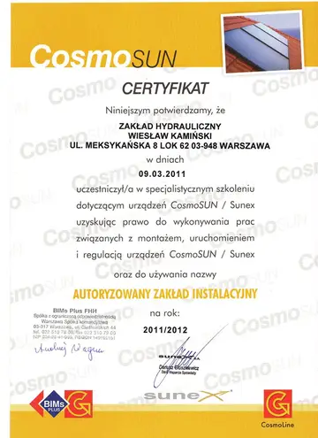 Cosmo Sun – autoryzowany zakład instalacyjny