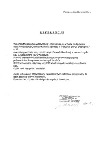 Skan rekomendacji wspólnoty ul. Waszyngtona 140